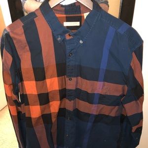 Burberry Blue and Orange Checkered Shirt
